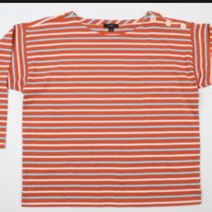 J.Crew Orange Striped Boatneck Long Sleeve